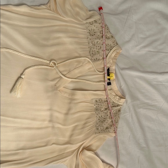 Massimo Cream Tie Front Lace Blouse - Picture 10 of 12